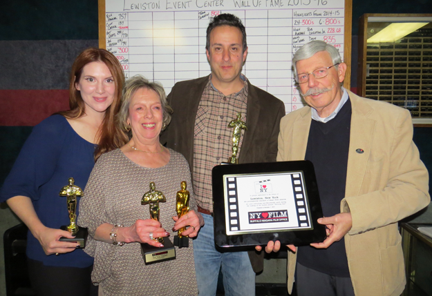 Pictured with their awards are Crockett Moore and Glazer (back row from left) and the Collesanos.