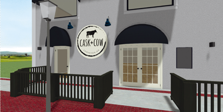 Pictured is an artist's rendering of the soon-to-be-open Cask & Cow restaurant at 840 Center St. (Image courtesy of Giusiana Architects and Engineer)