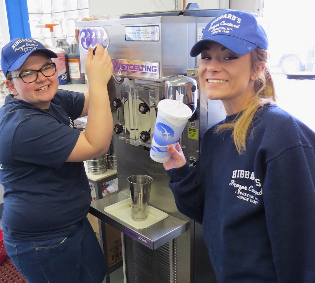 Gabby Ott and Brianna Soladay prepare to make some of Hibbard's famous milkshakes.