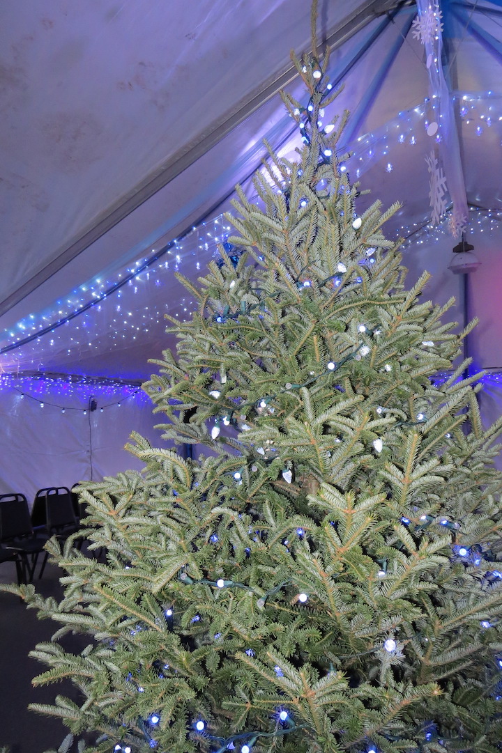 Inside the warming tent.