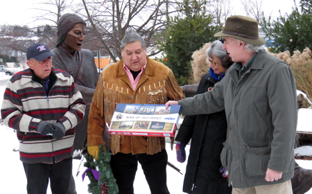 Above, Lee Simonson (far right) presents 