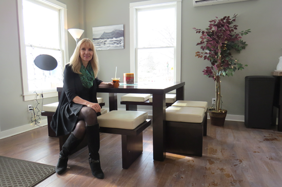 Barbara Crouthamel is shown inside 700 Center Street Juice Bistro and Café.