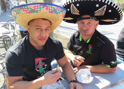 Salhany, left, is pictured with Spicey Pickle owner Aaron Rotella.