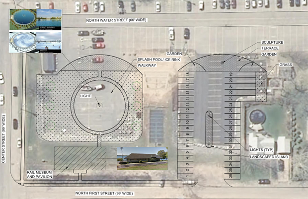 This Village of Lewiston promenade concept plan, which includes an ice rink, top left corner, was created by CRA Infrastructure & Engineering Inc.