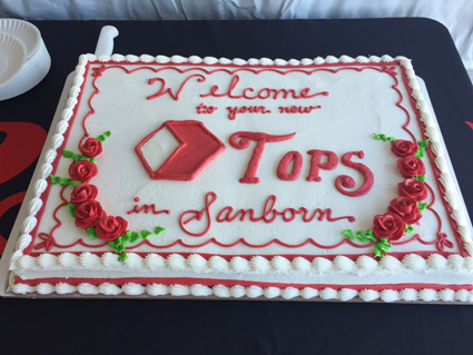 Tops Sanborn produce section and celebration cake.