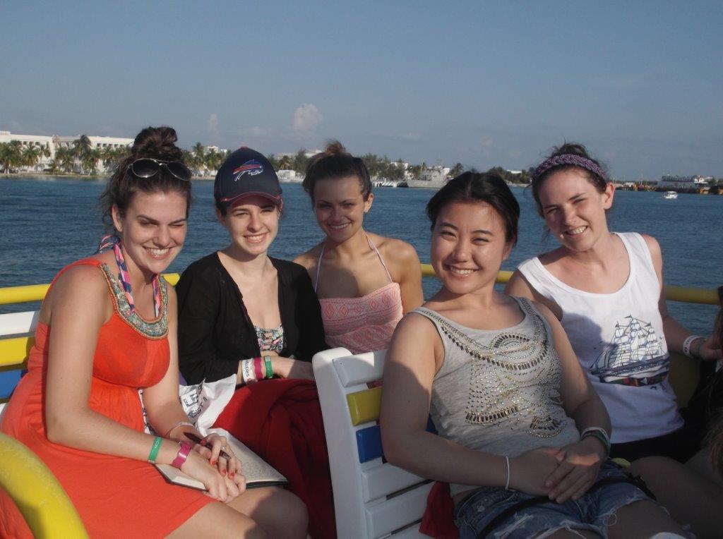Front row, from left: Bills fans Barb Walsh and Mariko Matsuzaki. Back row, from left: Kelly Johnson, Carly Andriacio and Tori Seeley.