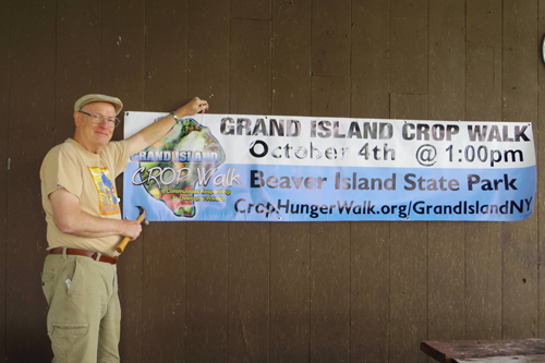 Paul Robinson with the banner.