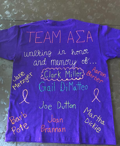 Shown is an example of the shirt the Alpha Sigma Alpha girls made and wore.