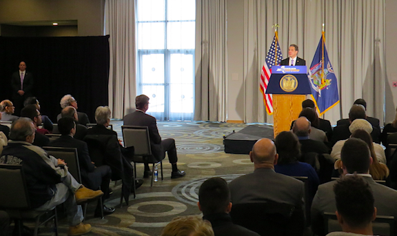 Gov. Andrew M. Cuomo at the podium.