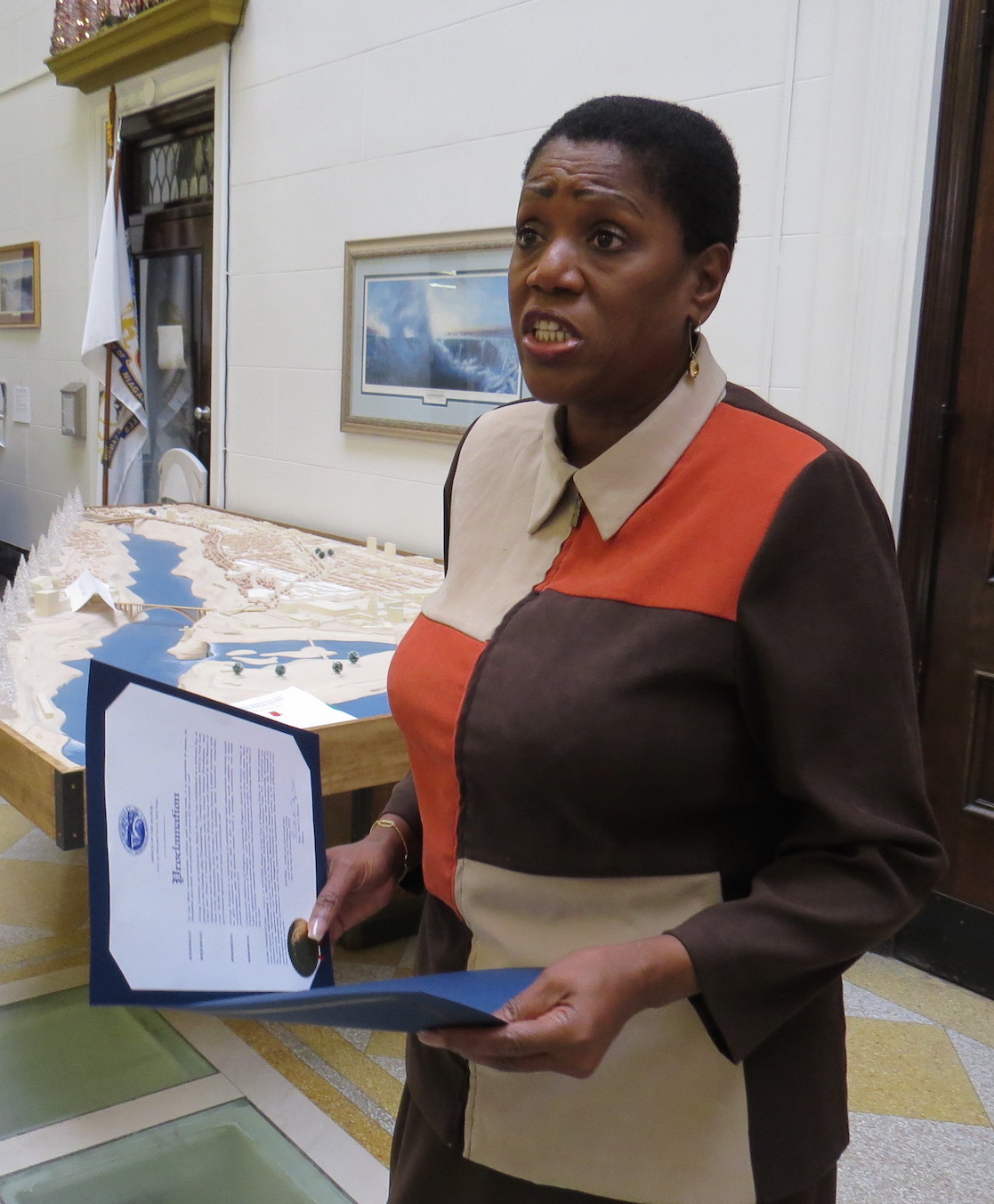 City of Niagara Falls Administrator Donna Owens reads the proclamation.