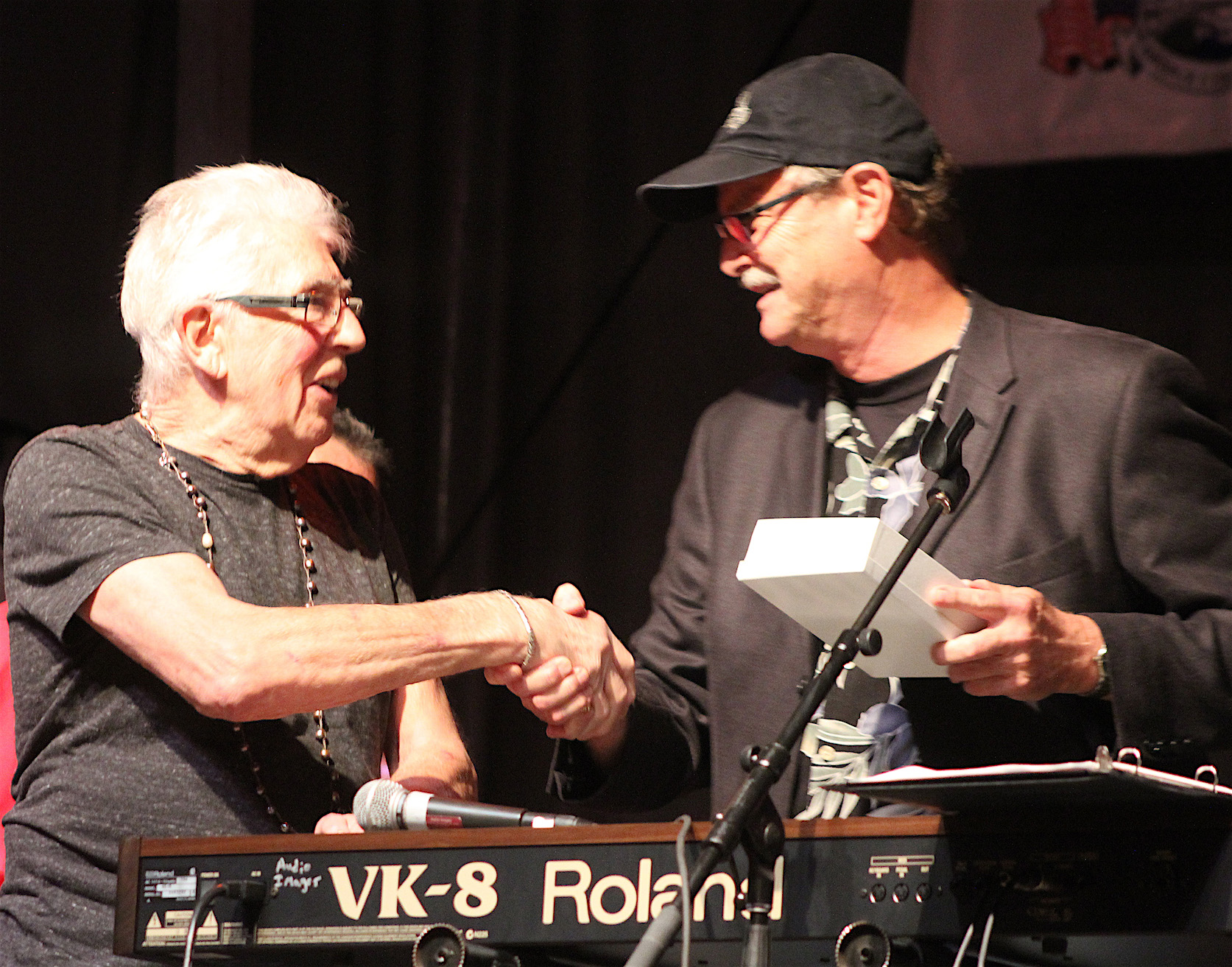 John Mayall, left, with Mayor Paul Dyster.