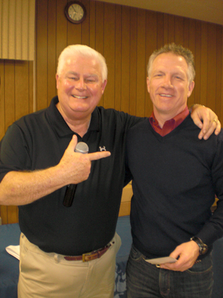 Kevin O'Connell, left, from WGRZ-TV Channel 2 with last year's trip winner Kelly Besaw.