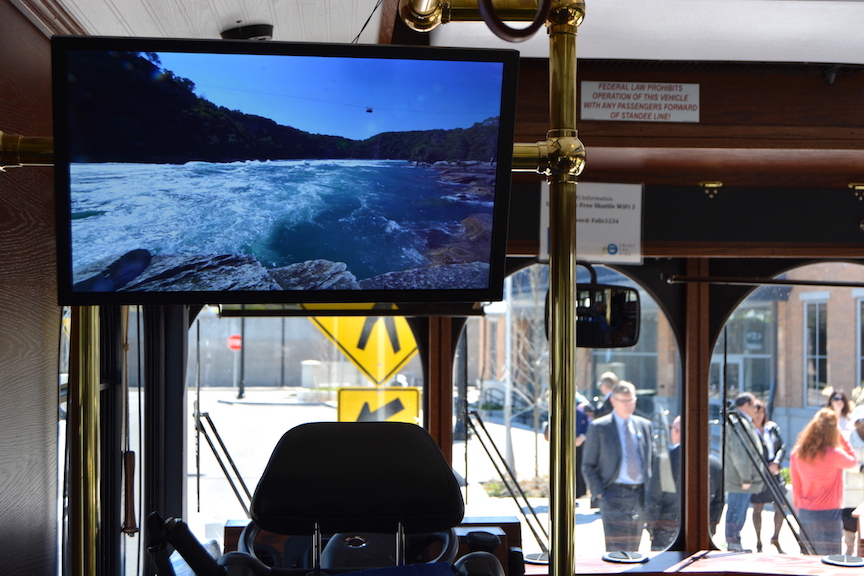 Pictured is a scene from the informational video played on one of the new digital screens.