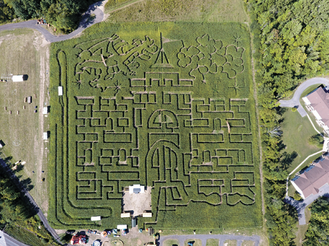 Shown is an aerial shot of 