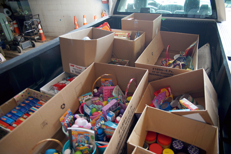Shown are donations collected for the North Tonawanda Inter-Church Food Pantry.