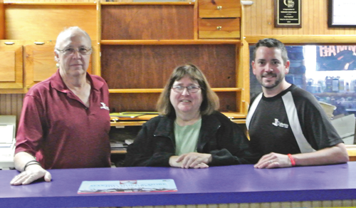 Silver sponsors: Mallwitz's Island Lanes (above, left). From left, Art Mallwitz, owner of Mallwitz's Island Lanes; McMahon, and Mike Mallwitz, owner of Mallwitz's Island Lanes.