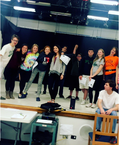 Lew-Port drama students pause to take a quick picture together.