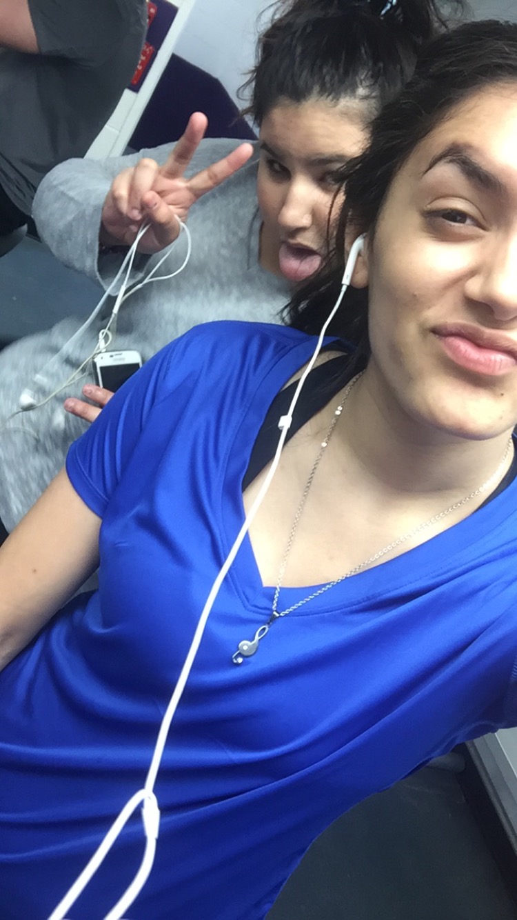 Keilyn trying to work out.